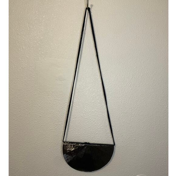 VTG Robinsons Whimsy Goth Beaded Deep Brown Bronze Half Circle Cross Body Clutch - Picture 2 of 13